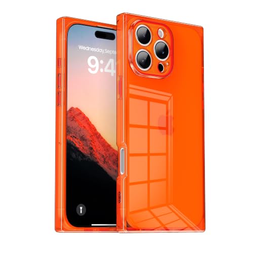 IAIYOXI Rectangle Case Compatible for iPhone 14 Pro Max, Full Camera Protection & Reinforced Corners TPU Cushion Clear Cover, Shockproof Phone Case for Women Girls (iPhone 14 Pro Max, Orange Red) - color: Orange Red