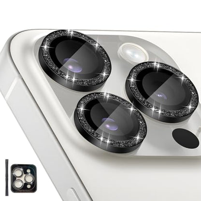 Camera Lens Protector for iPhone 14 Pro/14 Pro Max, Glitter Black - color: Glitter Black