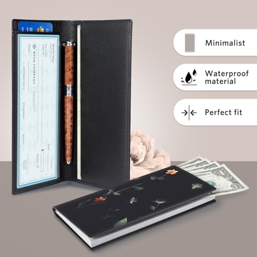 CoBak Checkbook Cover for Women & Men - PU Leather Case with RFID Blocking | Classic Design Check Book Holder for Personal and Business - color: Blush Meadow