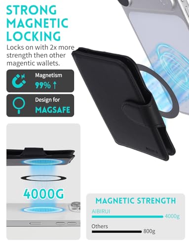 Magnetic Phone Wallet Card Holder with ID Window,Holds 8 Cards&Cash - color: Black6
