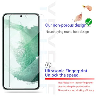 Screen Protector for Samsung Galaxy S22, [2+2 Pack] Tempered Glass for Galaxy S22 & Camera Lens Protectors[Ultrasonic Fingerprint Unlock] [Case Friendly] [Bubble-Free] - size: Galaxy S22