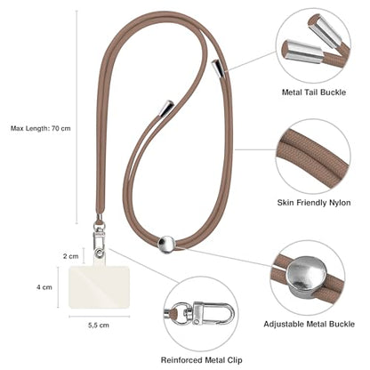 TBOC 2X Cell Phone Lanyard [Brown] - Comfortable Universal Smartphone Lanyard - Easy to Use Neck Phone Holder [White Ice Patch] - Adjustable Length Phone Strap Crossbody - Fits All Mobile Phones - color: Brown