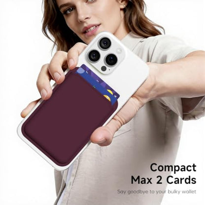 LoeoeL Magnetic Phone Wallet Compatible with Magsafe Wallet, Silicone ID Credit Card Holder Wallets for Back of Phone Pocket, Slim Thin Pouch Sleeve Wallets for iPhone Pixel, Burgundy Maroon - color: Burgundy