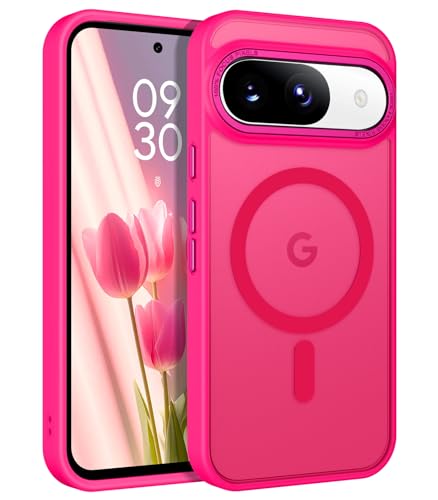 BENTOBEN for Google Pixel 9 Case [Compatible with Magsafe] Translucent Matte Magnetic Pixel 9 Case Slim Thin Shockproof Women Men Girls Boys Protective Phone Cases for Google Pixel 9 6.3", Hot Pink - color: Hot Pink