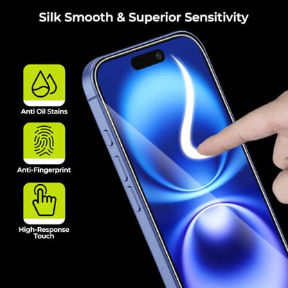 3-Pack Screen Protector for iPhone 16/15 with [Easy Pull] Installation Frame,9H Hardness Tempered Glass,Ultra Resistant, HD Clear, Bubble-Free, Case Friendly [Not for Pro/Plus Models] - size: iPhone 15/16 - 3 Pack