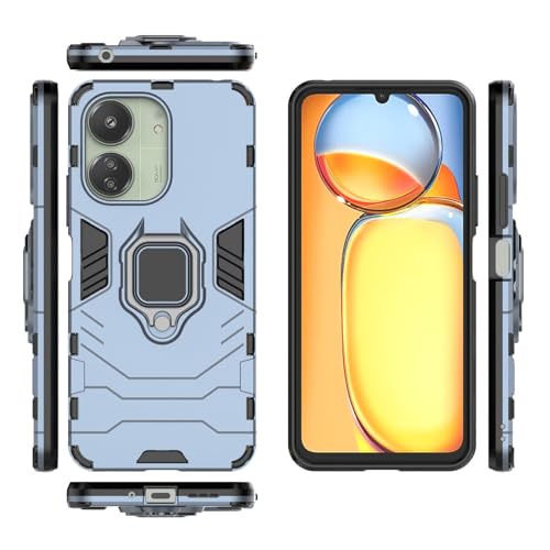 Max Power Digital Magnet Case for Xiaomi Redmi 13c Shockproof Hard Phone Cover with Grip, Metal Ring Kickstand Bumper Shell [Compatible with Magnetic Car Mount] (Navy) - color: Navy, size: Xiaomi Redmi 13c