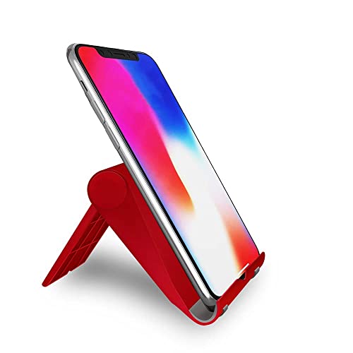 Adjustable Cell Phone Stand for Desk, Portable Phone Holder Compatible with Most iPhone, Samsung and Other Smartphones - Red - color: Red