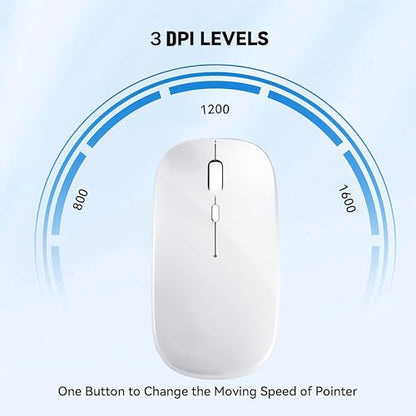 WREANU Wireless Bluetooth Mouse Rechargeable Laptop Mice, Bright White - color: Bright White
