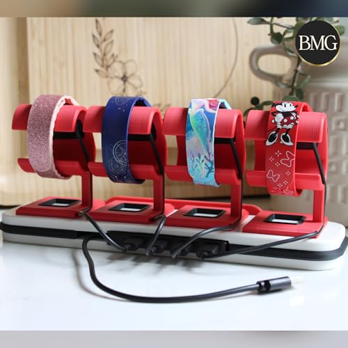 Charging Station for Disney MagicBand+ (Red & Black & Yellow, 2 Band) - color: Red & Black & Yellow, size: 2 Band Holder