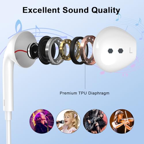 2 Pack USB C Wired Earbuds Headphones for iPhone 17 16 Pro Max 15 in Ear