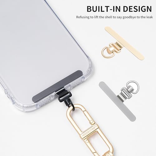 Phone Tether Tab, 360° Rotation Ultra-thin 0.2mm Bending Design Universal Stainless Steel Phone Lanyard Tab Without Adhesive,Metal Phone Lanyard Replacement Patch for Cell Phone (Black) - color: G