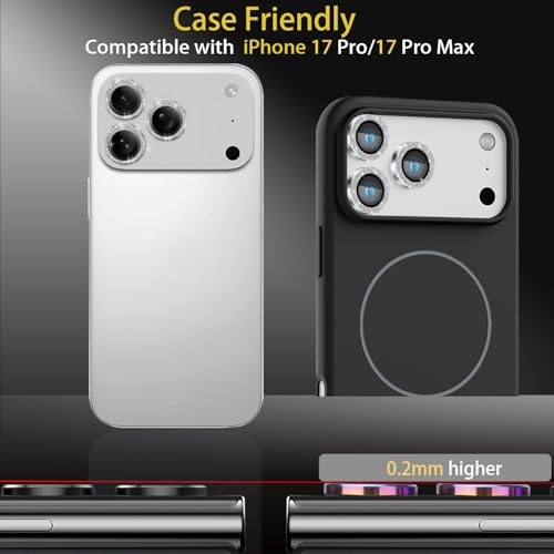 Camera Lens Protector for iPhone 17 Pro/17 Pro Max, Glitter Silver - color: Glitter Silver