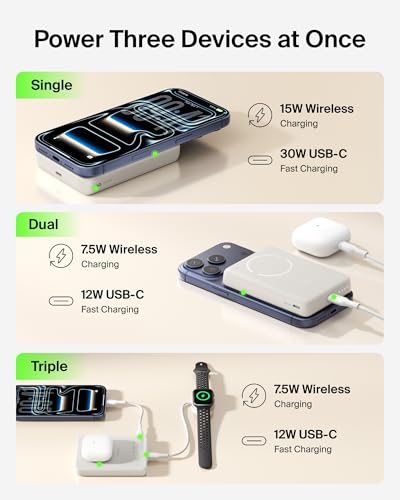 Belkin 10000mAh Qi2 15W Slim Magnetic Power Bank with USB C Cable - color: Sand