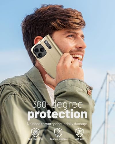 OCASE Compatible with iPhone 17 Pro Wallet Case, PU Leather Flip Folio Case with Card Holders RFID Blocking Kickstand [Shockproof TPU Inner Shell] Phone Cover 6.3 Inch 2025, Gold - color: Gold