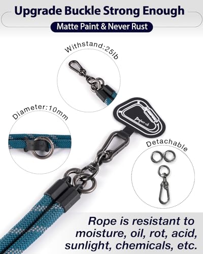 Cell Phone Lanyard ×1, Tether Tab ×2, Universal Adjustable Phone Strap, Crossbody, Neck Phone Lanyard, Rope Strap - color: Slate Blue