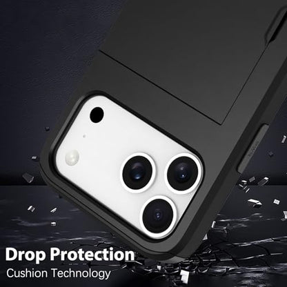 Wallet Case for iPhone 17 Pro Max with 2 Card Holder Credit Slot - color: Black, size: iPhone 17 Pro Max