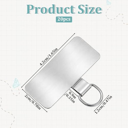 20 Pcs Stainless Steel Phone Lanyard Tab Phone Tether Tab Universal Metal Cellphone Lanyard Patch Ultra Thin Cellphone Case Insert for Most Smartphone Cases