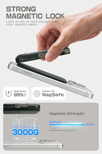 SUPCASE for MagSafe Wallet with Adjustable Stand, Hold 5 Cards, Green | RFID Blocking, Strong Magnetic Lock, Magnetic Wallet for Men, Phone Card Holder Tripod for iPhone 17/16/15/14/13/12 Series - color: Guldan