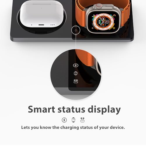 PETINO 3 in 1 Wireless Charging Station for Apple Devices with MagSafe - color: Black