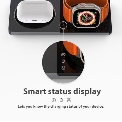 PETINO 3 in 1 Wireless Charging Station for Apple Devices with MagSafe - color: Black