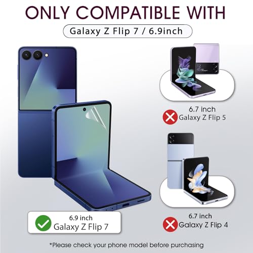 2 Sets HD Clear TPU Screen Protector for Samsung Galaxy Z Flip 7 6.9" - size: Samsung Galaxy Z Flip 7