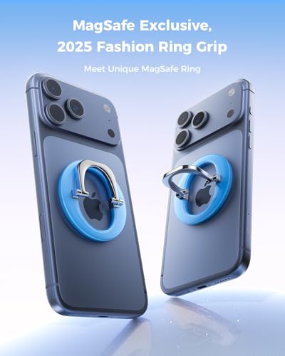 SUPERONE MagSafe Phone Grip, Adjustable Magnetic Phone Ring Holder Stand - color: Blue