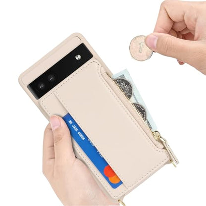 Cavor Compatible with Google Pixel 6a Case Wallet, Cream - color: Cream, size: Google Pixel 6a