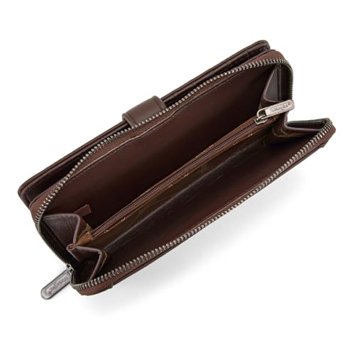 X Wrangler Women's Wallets Bifold Wristlet Wallets for Women Large Capacity Credit Card Wallet with ID Window - color: Coffee