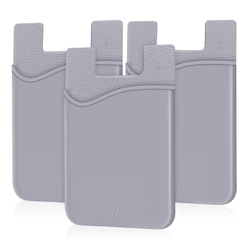 SHANSHUI Phone Card Holder, 3-in-1 Credit Card Holder - Works with Every Phone, iPhone, Android & Most Smartphones - Gray - color: Grey x3