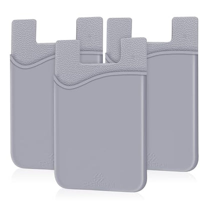 SHANSHUI Phone Card Holder, 3-in-1 Credit Card Holder - Works with Every Phone, iPhone, Android & Most Smartphones - Gray - color: Grey x3