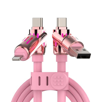 MFish 240W 4-in-1 Fast Charging Cable, Pink, 6.6FT - color: Pink, size: 6.6FT