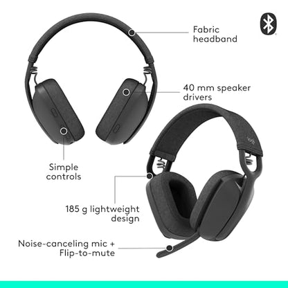 Logitech Zone Vibe 100 Lightweight Wireless Over Ear Headphones - Graphite - color: Graphite