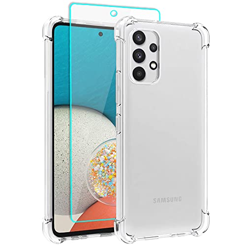 for Samsung A53 5G Case, Galaxy A53 5G Case and Screen Protector, Shockproof Crystal Clear Slim Soft Silicone TPU Protective Phone Cover for Samsung Galaxy A53 5G (Clear) - color: Clear