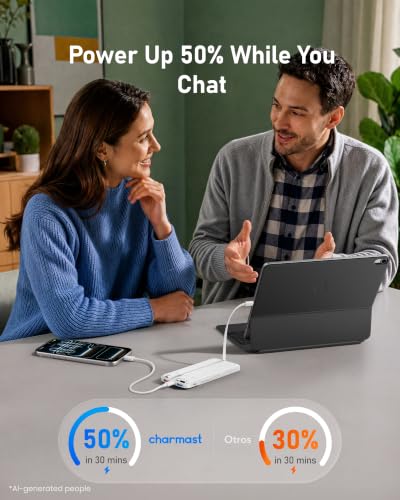 charmast Portable Charger Built-in Cables, 10000mAh Slim Power Bank Pocket - color: White
