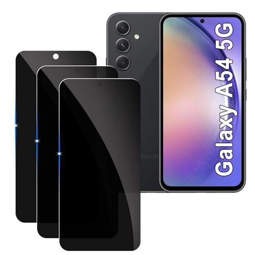 Lyphpe【3 Pack Privacy Screen Protector for samsung galaxy A54 5G 9H Tempered Glass Anti-Spy Private Film Compatible for Samsung A54 5G Case Friendly