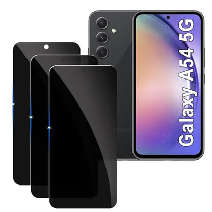 Lyphpe【3 Pack Privacy Screen Protector for samsung galaxy A54 5G 9H Tempered Glass Anti-Spy Private Film Compatible for Samsung A54 5G Case Friendly