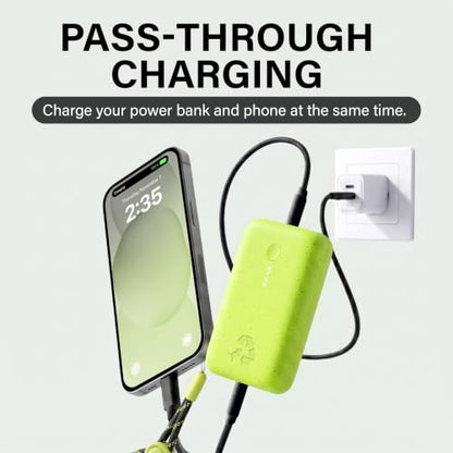 Nimble Champ Portable Charger, 10000mAh Power Bank, 20W Dual USB-C Charging - color: Cyber Lime