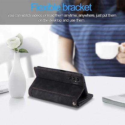 EYZUTAK Wallet Phone Case for Samsung Galaxy A13 5G/4G/A04S, Retro Matte 9 Card Holder Slots Zipper Pocket Case PU Leather Magnetic Closure Kickstand Wrist Strap Shockproof Folio Flip Cover- Black - color: Black, size: Samsung Galaxy A13/A04S