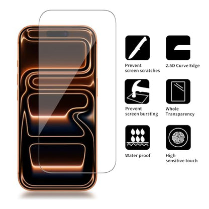 4 Pack Glass Screen Protector Compatible for iPhone 17 Pro 6.3 inch 2025 [9H Hardness]-HD Screen Tempered Glass, Scratch Resistant,Easy Install [Case Friendly] - size: iPhone 17 Pro