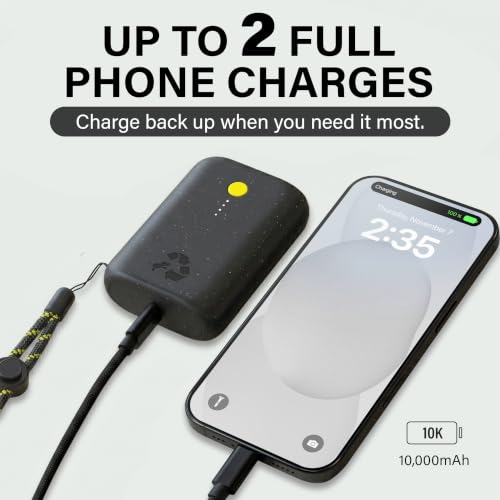 Nimble Champ Portable Charger, 10000mAh Power Bank, 20W Dual USB-C Charging - color: Midnight Black
