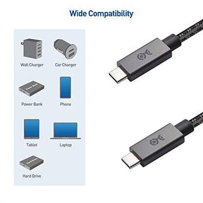 Cable Matters Braided Long USB C Cable, Up to 100W Charging, 10ft, Gary