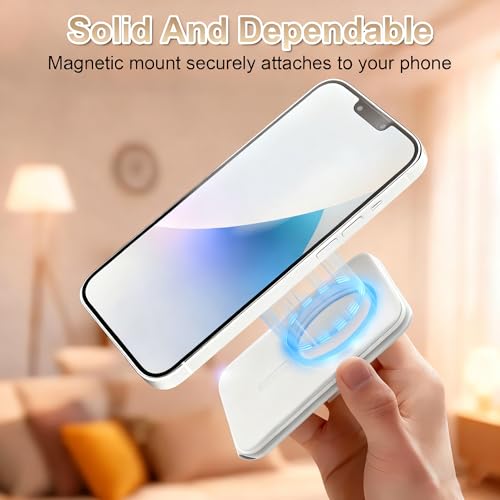 Magnetic Phone Stand, PU Leather Phone Tripod with Angle Adjustment - color: D-White