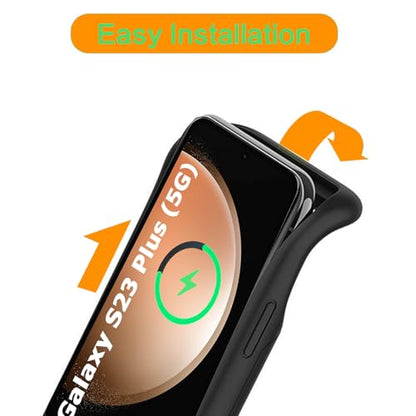 Battery Case for Galaxy S23 Plus, 12000mAh Portable Wireless Charging Case Supporting Carplay, Compatible with Galaxy S23 Plus (6.6 inch) Rechargeable Extended Battery Charger (Black) - size: Galaxy S23 Plus