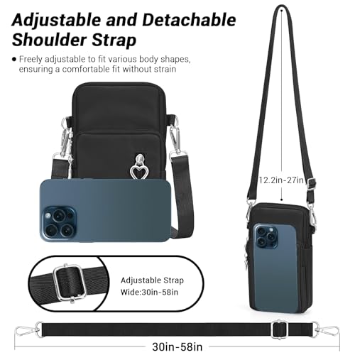 YINHEXI Small Crossbody Bags for Women Trendy, Mini Triple Compartment Cell Phone Crossbody Wallet Purses - color: Black-02