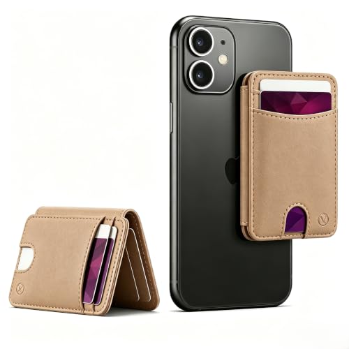 WJX MagSafe Magnetic Phone Wallet, RFID Slim 6 Card Holder with Cash Slot & Clear ID Window, Mini Gift‑Ready Wallet for Google/Samsung/iPhone 17/16/15/14/13/12 Series, Brown - color: E-Brown
