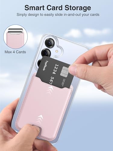 TopMade for MagSafe Wallet, 4 Cards Holder, Strongest Magnetic Phone Wallet - color: Pink