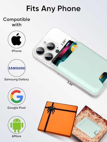 Phone Card Holder, Premium Leather Phone Wallet Stick on, Fit 4 Cards - color: Green