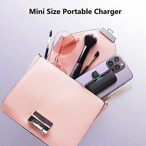 Feob [2 Pack] Mini Portable Charger 5000mAh for iPhone 14,Ultra-Compact 15W PD Fast Charging Power Bank,LCD Display Cute Battery Pack Backup Charger for iPhone 14/14 Pro Max/13/13 Pro/12/XR/8/7/6 etc - color: A-Black+White