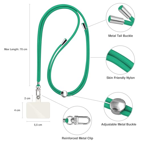 TBOC 2X Cell Phone Lanyard [Green] - Comfortable Universal Smartphone Lanyard - Easy to Use Neck Phone Holder [White Ice Patch] - Adjustable Length Phone Strap Crossbody - Fits All Mobile Phones - color: Green