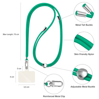 TBOC 2X Cell Phone Lanyard [Green] - Comfortable Universal Smartphone Lanyard - Easy to Use Neck Phone Holder [White Ice Patch] - Adjustable Length Phone Strap Crossbody - Fits All Mobile Phones - color: Green